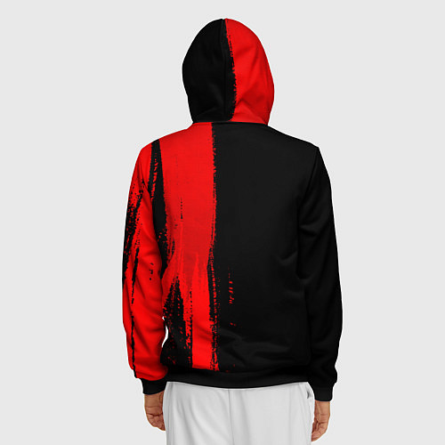Мужская толстовка на молнии Brighton - red gradient по-вертикали / 3D-Черный – фото 4