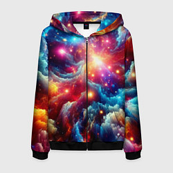 Толстовка 3D на молнии мужская Colorfull neon space clouds - ai art fantasy, цвет: 3D-черный