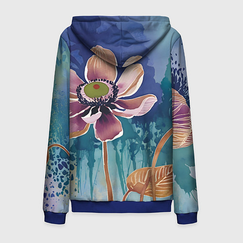 Мужская толстовка на молнии Красочный цветок / 3D-Синий – фото 2