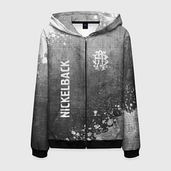 Толстовка 3D на молнии мужская Nickelback - grey gradient вертикально, цвет: 3D-черный