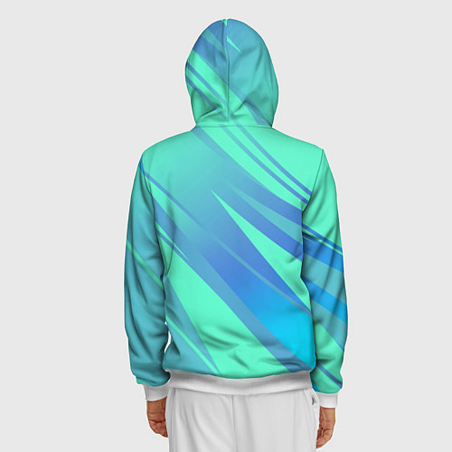 Мужская толстовка на молнии Нежный голубой с полосами градиент / 3D-Белый – фото 4