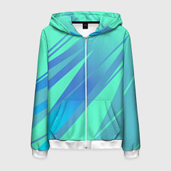 Мужская толстовка на молнии Нежный голубой с полосами градиент