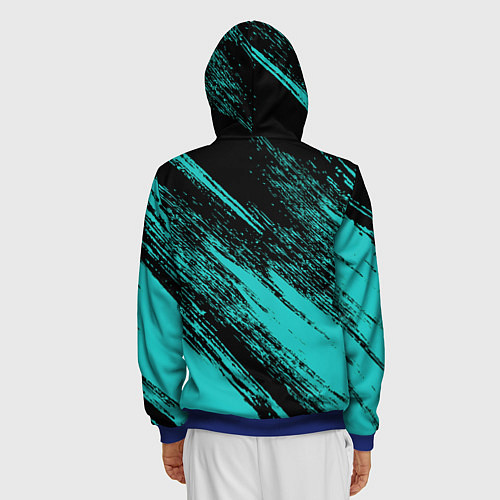 Мужская толстовка на молнии The color is black and light blue / 3D-Синий – фото 4