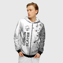 Толстовка 3D на молнии мужская Goblin Slayer - white gradient по-вертикали, цвет: 3D-черный — фото 2