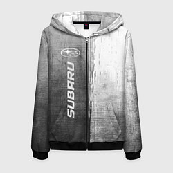 Толстовка 3D на молнии мужская Subaru - grey gradient по-вертикали, цвет: 3D-черный