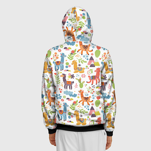 Мужская толстовка на молнии Ламы паттерн / 3D-Черный – фото 4