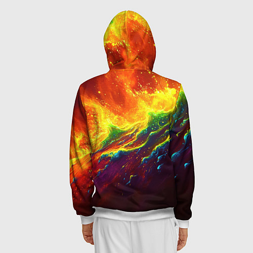 Мужская толстовка на молнии Абстрактные волны с огнем / 3D-Белый – фото 4