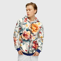 Толстовка 3D на молнии мужская Паттерн с переплетением цветов, цвет: 3D-синий — фото 2