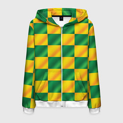 Мужская толстовка на молнии Желтый и зеленый геометрический паттерн