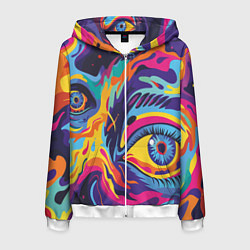 Толстовка 3D на молнии мужская Глаза вселенной, цвет: 3D-белый
