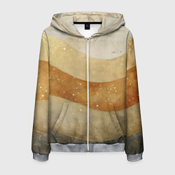 Мужская толстовка на молнии Бежево-золотые полосы с блестками