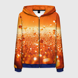 Толстовка 3D на молнии мужская Оранжевые блестящие частицы текстура, цвет: 3D-синий