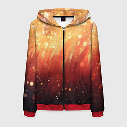 Толстовка 3D на молнии мужская Желто-красная текстура блестящая, цвет: 3D-красный