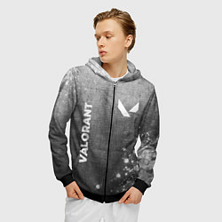 Толстовка 3D на молнии мужская Valorant - grey gradient вертикально, цвет: 3D-черный — фото 2
