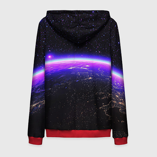 Мужская толстовка на молнии Планета и неоновое свечение / 3D-Красный – фото 2