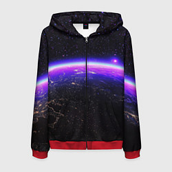 Толстовка 3D на молнии мужская Планета и неоновое свечение, цвет: 3D-красный