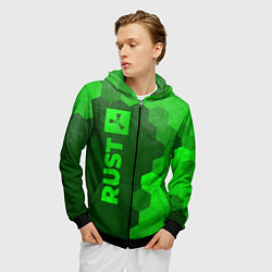 Толстовка 3D на молнии мужская Rust - green gradient по-вертикали, цвет: 3D-черный — фото 2