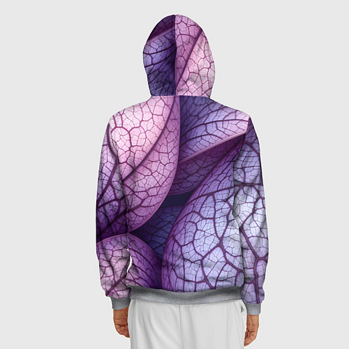 Мужская толстовка на молнии Прожилки экзотического растения / 3D-Меланж – фото 4