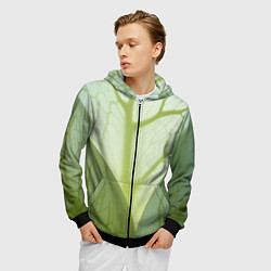 Толстовка 3D на молнии мужская Макро съемка листа, цвет: 3D-черный — фото 2