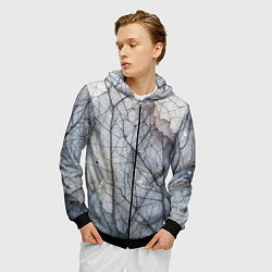 Толстовка 3D на молнии мужская Прожилки листьев, цвет: 3D-черный — фото 2