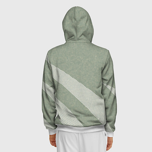 Мужская толстовка на молнии Светлый серо-зелёный абстрактный / 3D-Белый – фото 4