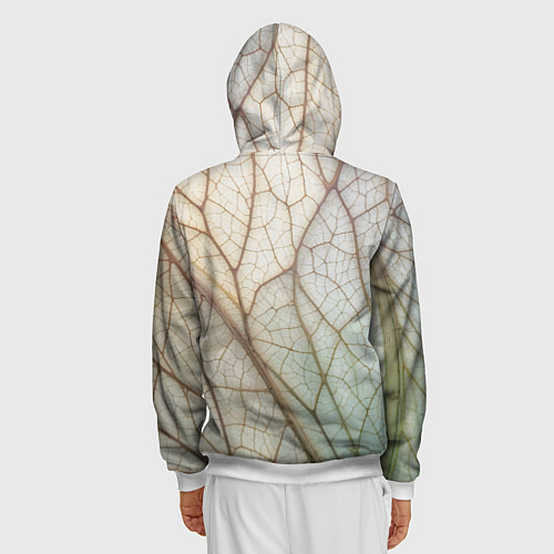 Мужская толстовка на молнии Прожилки листика / 3D-Белый – фото 4