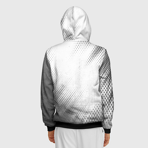 Мужская толстовка на молнии SsangYong - white gradient вертикально / 3D-Черный – фото 4