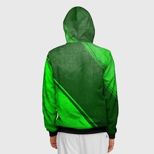 Мужская толстовка на молнии Hoffenheim - green gradient вертикально / 3D-Черный – фото 4