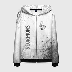 Толстовка 3D на молнии мужская Scorpions - white gradient вертикально, цвет: 3D-черный