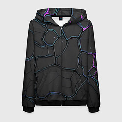 Толстовка 3D на молнии мужская Плита хай-тек текстура, цвет: 3D-черный