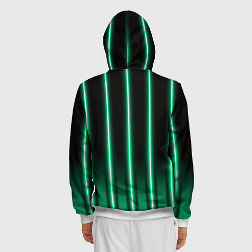 Мужская толстовка на молнии Neon turquoise / 3D-Белый – фото 4