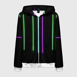Толстовка 3D на молнии мужская Neon stripes, цвет: 3D-белый