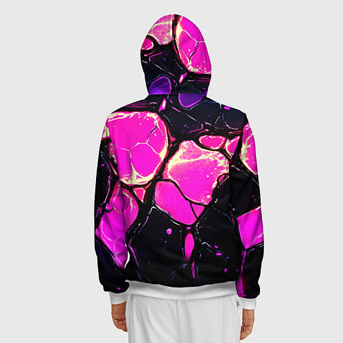 Мужская толстовка на молнии Розовые пятна в текстуре / 3D-Белый – фото 4