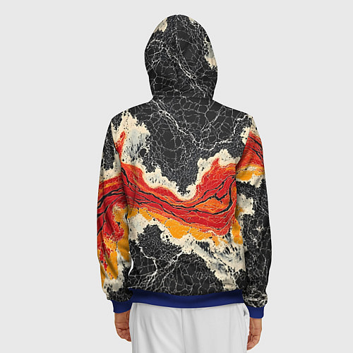 Мужская толстовка на молнии Красно-черная потертая текстура / 3D-Синий – фото 4
