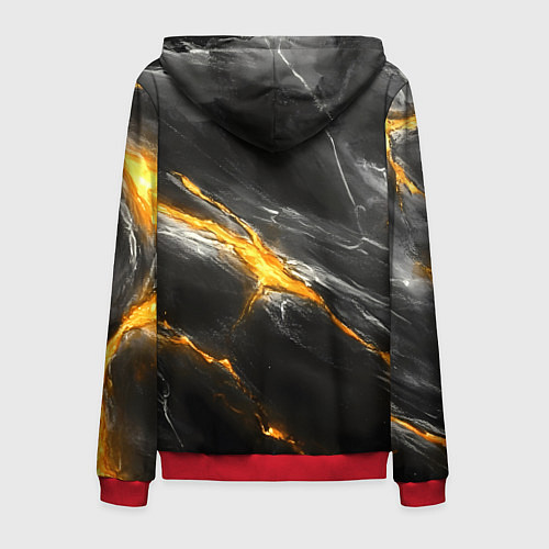 Мужская толстовка на молнии Серая текстура с золотым разломом / 3D-Красный – фото 2