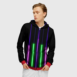 Толстовка 3D на молнии мужская Color Purple green pink, цвет: 3D-красный — фото 2