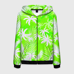 Толстовка 3D на молнии мужская Кислотные тропики, цвет: 3D-черный