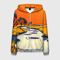 Мужская толстовка на молнии Арт с фантастическим пейзажем