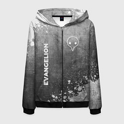 Толстовка 3D на молнии мужская Evangelion - grey gradient вертикально, цвет: 3D-черный