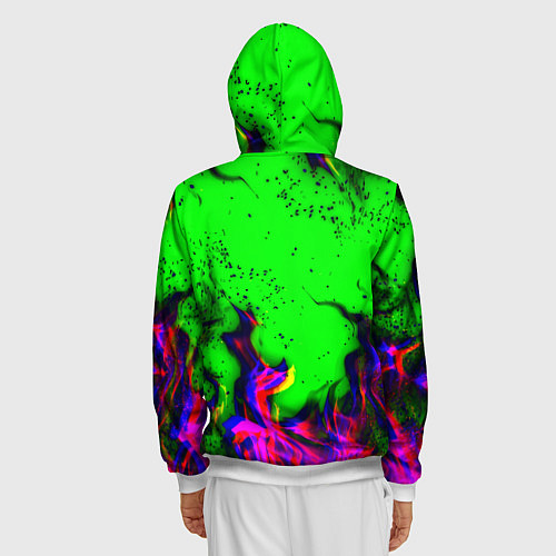 Мужская толстовка на молнии Monster Energy flame / 3D-Белый – фото 4