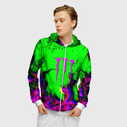 Толстовка 3D на молнии мужская Monster Energy flame, цвет: 3D-белый — фото 2