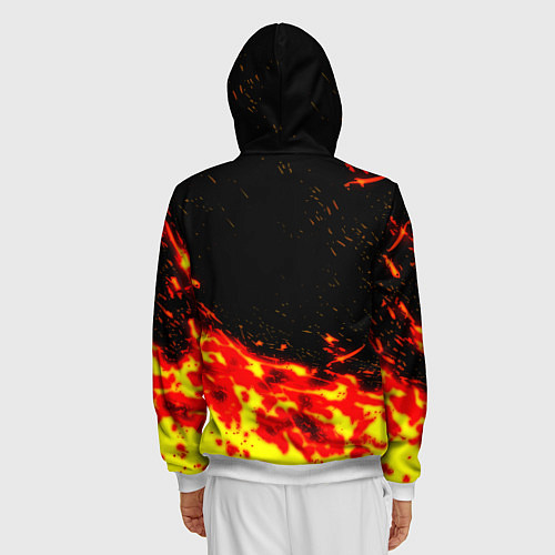Мужская толстовка на молнии Doom огненное лого / 3D-Белый – фото 4