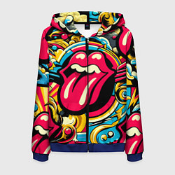 Мужская толстовка на молнии Rolling Stones logo - pop art pattern