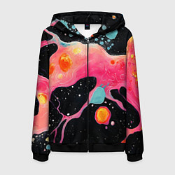 Толстовка 3D на молнии мужская Розовая текстура в черном, цвет: 3D-черный