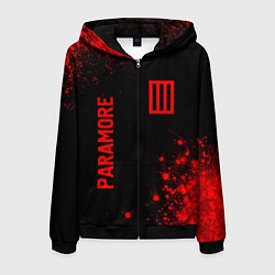 Толстовка 3D на молнии мужская Paramore - red gradient вертикально, цвет: 3D-черный