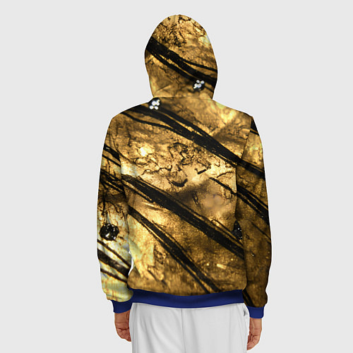 Мужская толстовка на молнии Золото с черной текстурой / 3D-Синий – фото 4