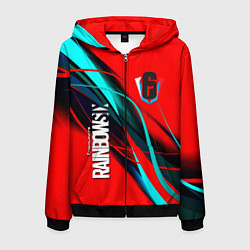 Толстовка 3D на молнии мужская Rainbow six геометрия полосы, цвет: 3D-черный