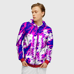 Толстовка 3D на молнии мужская Monster energy краски гранж, цвет: 3D-красный — фото 2