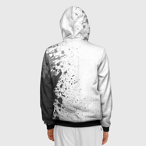 Мужская толстовка на молнии Valencia - white gradient по-вертикали / 3D-Черный – фото 4