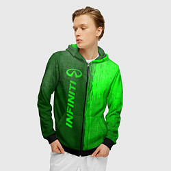 Толстовка 3D на молнии мужская Infiniti - green gradient по-вертикали, цвет: 3D-черный — фото 2